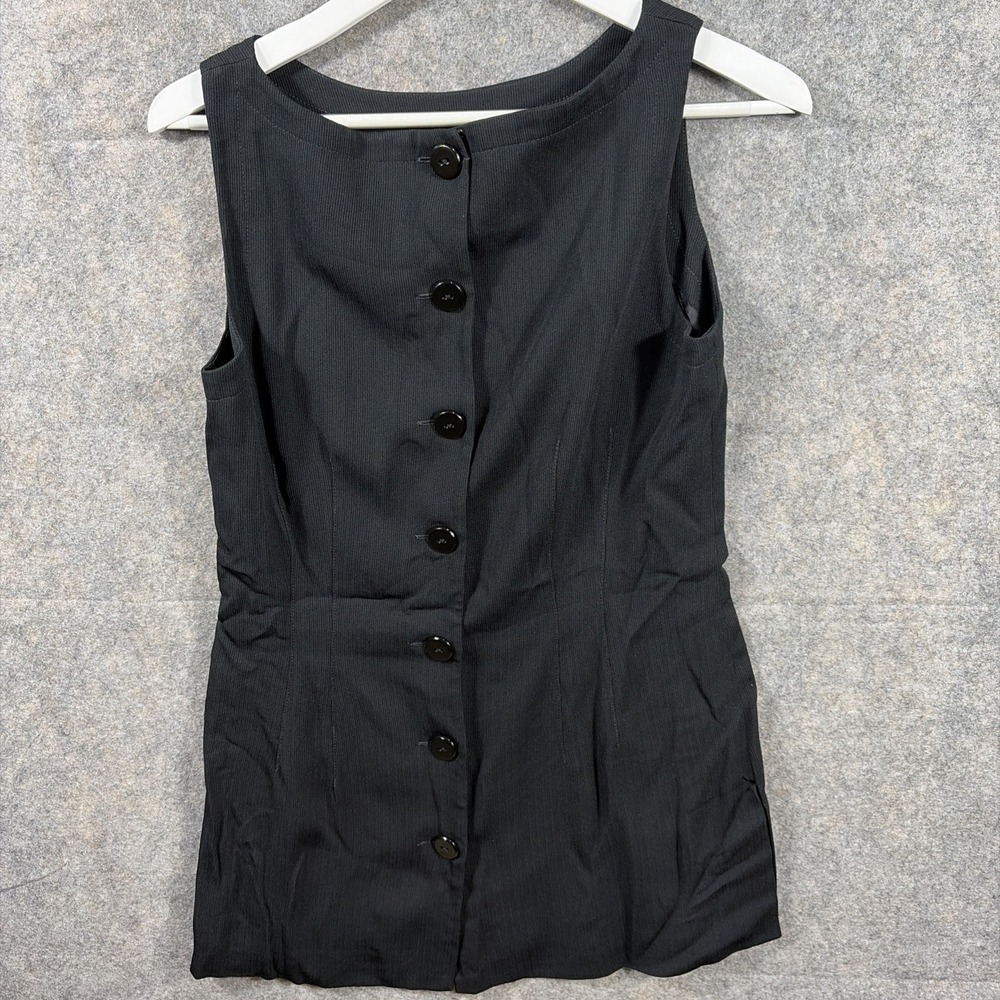 Liz Claiborne‎ Y2K Black Sleeveless Button Dress Sz 6